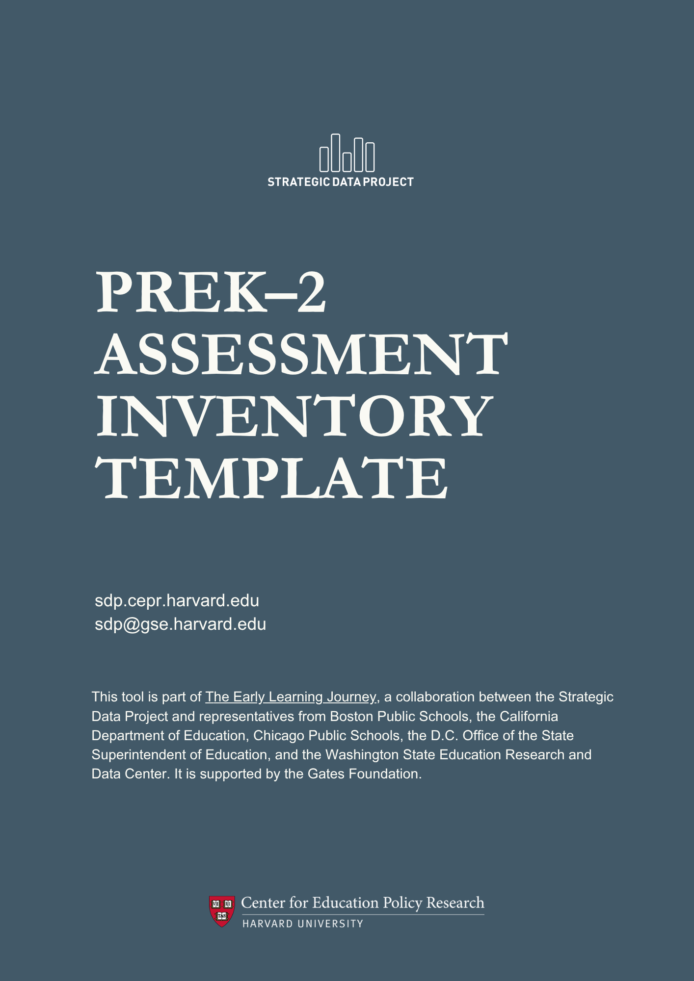 PreK–2 Assessment Inventory Template | Strategic Data Project